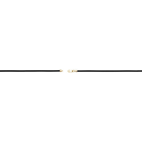14k Yellow Gold 3mm Black Rubber 16" Necklace