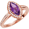 1/3 CTW Diamond and Amethyst Engagement Ring in 14k Rose Gold (Size 6 )