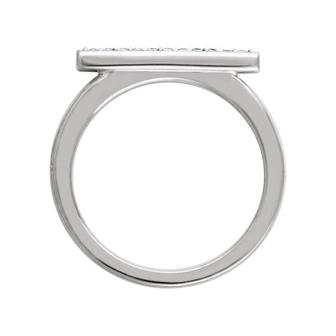 14k White Gold 1/10 CTW Diamond Bar Ring, Size 7