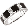 14k White Gold Onyx & 1/4 CTW Diamond Ring Size 11