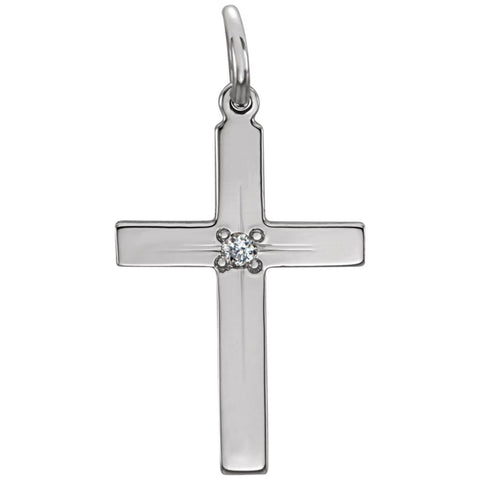 14k White Gold 13x9mm Diamond Cross Pendant