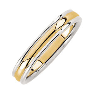 14K White & Yellow Gold 4mm Comfort-Fit Design Band Size 6