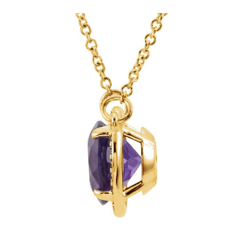 14k Yellow Gold Amethyst & .05 CTW Diamond 16" Necklace