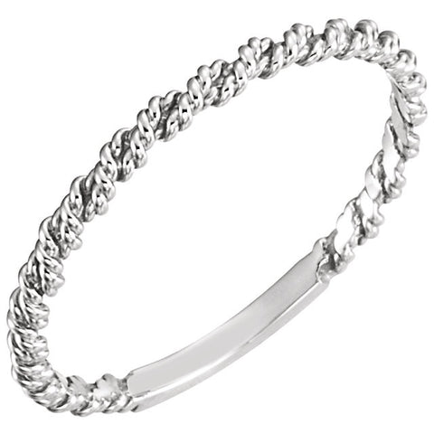 14K White Gold 2mm Twisted Rope Band (Size 6)