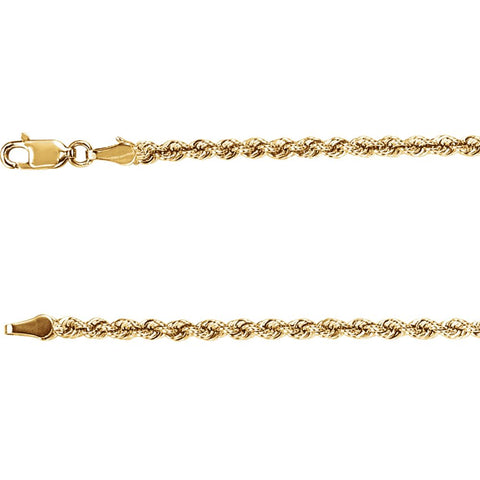 14k Yellow Gold 3mm Rope 16" Chain