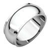 08.00 mm Half Round Edge Wedding Band Ring in 14k White Gold (Size 10 )