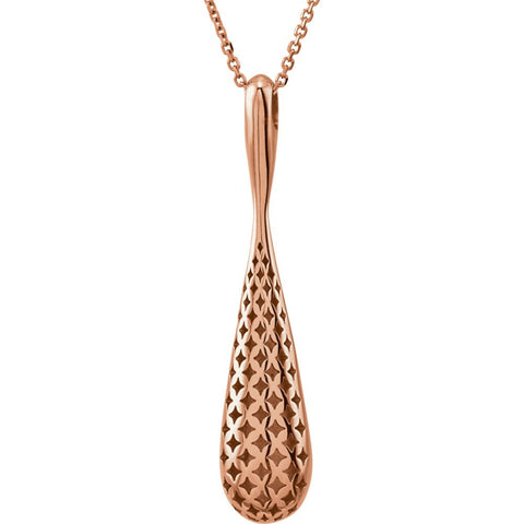 14k Rose Gold 40.3x8.3mm Teardrop-Shaped 18" Necklace