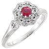 14k White Gold Ruby & 1/10 ctw. Diamond Ring, Size 7