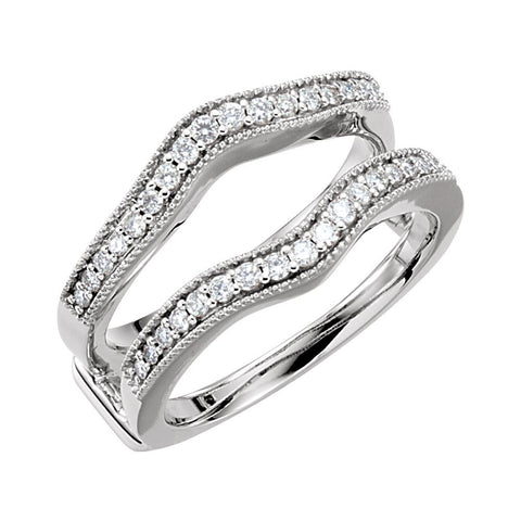 14k White Gold 1/3 CTW Diamond Ring Guard, Size 7