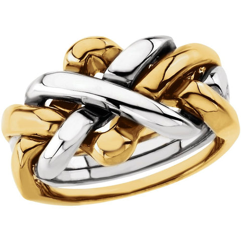 14K Yellow & White Men's 4-Piece Puzzle Ring, Size 11