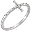 14K White Gold 0.085 CTW Diamond Sideways Cross Ring (Size 6)