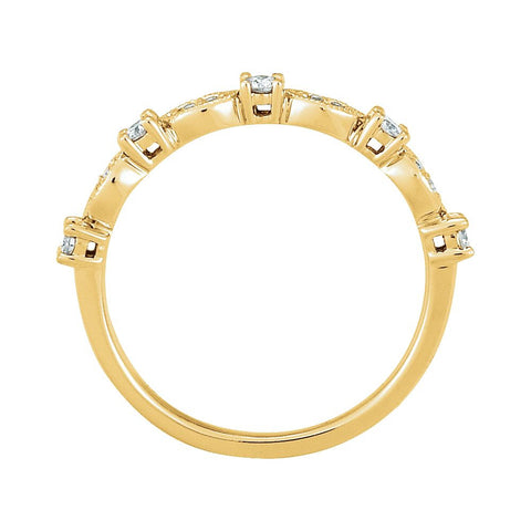 14k Yellow Gold 1/5 CTW Diamond Granulated Stackable Ring Size 7