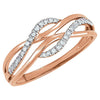 1/8 CTTW Diamond Ring with Rhodium Plating in 14k Rose Gold (Size 7 )