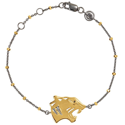 18k Yellow Gold Vermeil Tiger Black Rhodium-Plated 7.5" Bracelet for Power