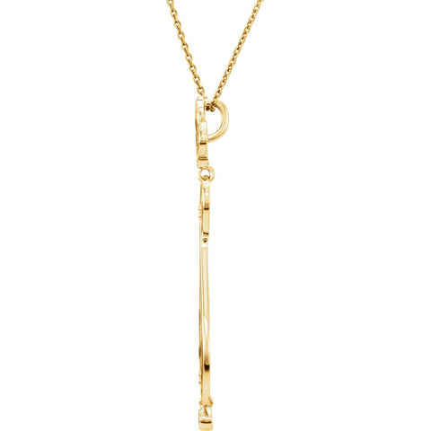 14k Yellow Gold .08 CTW Diamond Decorative Dangle 18" Necklace