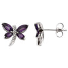 Pair of 5x5.2 mm and 6X3 mm and 0.04 CTTW Amethyst and Diamond Earrings in 14K White Gold