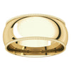 18k Yellow Gold 8mm Milgrain Comfort Fit Band, Size 10.5
