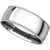 14k White Gold 7mm Light Comfort Fit Milgrain Band , Size 7.5