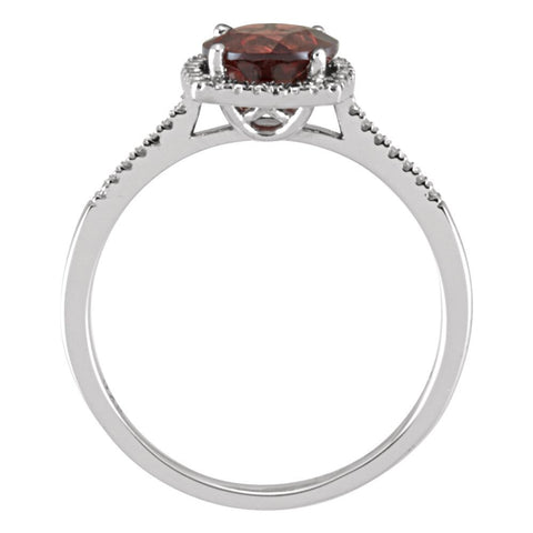 Sterling Silver Mozambique Garnet & .01 CTW Diamond Ring, Size 7
