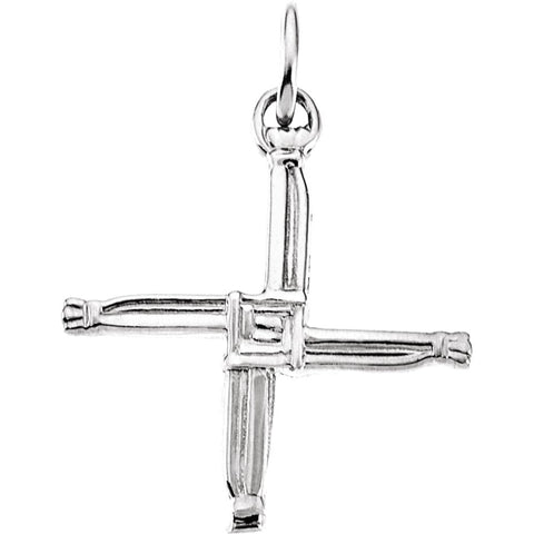 14k White Gold St. Bridget's Cross Pendant