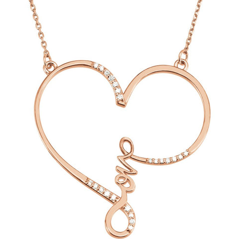 14k Rose Gold 1/8 CTW Diamond "Love" Heart Infinity-Inspired 18" Necklace