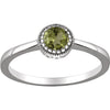14k White Gold Peridot "August" Birthstone Ring, Size 7