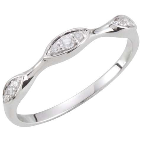 14k White Gold Stackable Diamond Ring, Size 7