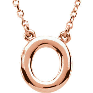 14k Rose Gold Letter "O" Block Initial 16" Necklace