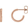 14k Rose Gold 12mm Rope Design Hoop Earrings