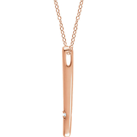 14k Rose Gold .015 CT Diamond Bar 16-18" Necklace