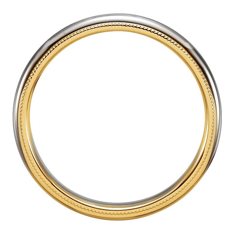 14K White & Yellow Gold 3.5mm Comfort-Fit Milgrain Band Size 8