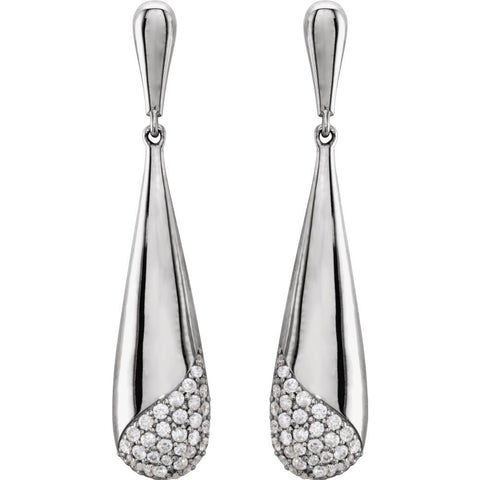 14k White Gold 1/3 CTW Diamond Teardrop-Shaped Earring