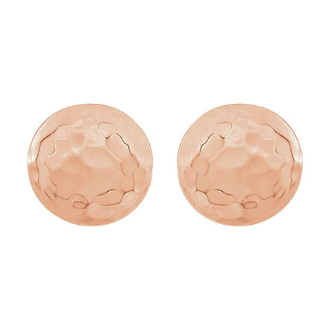 14k Rose Gold Hammered Disk Earrings