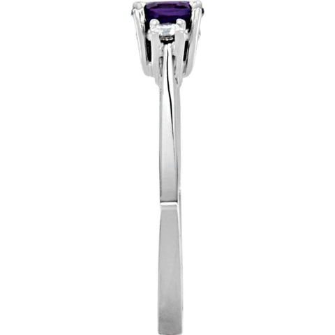 14k White Gold Amethyst & Diamond Accented Ring, Size 7