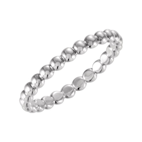 Sterling Silver 2.5mm Beaded Stackable Ring Size 7