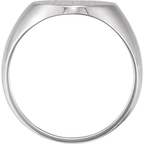 14k White Gold 22x20mm Solid Oval Men's Signet Ring, Size 11