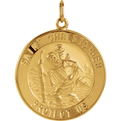 14k Yellow Gold 25mm St. Christopher Medal