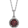 Sterling Silver Mozambique Garnet & 0.01 ctw. Diamond 18-inch Necklace