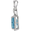 14k White Gold Swiss Blue Topaz & .025 CTW Diamond Pendant