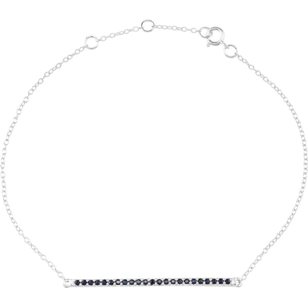 14k White Gold Blue Sapphire 8" Bracelet