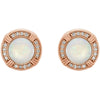14k Rose Gold Opal & 1/6 CTW Diamond Earrings