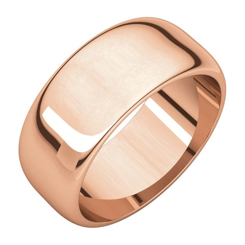 14k Rose Gold 8mm Half Round Wedding Band, Size 6