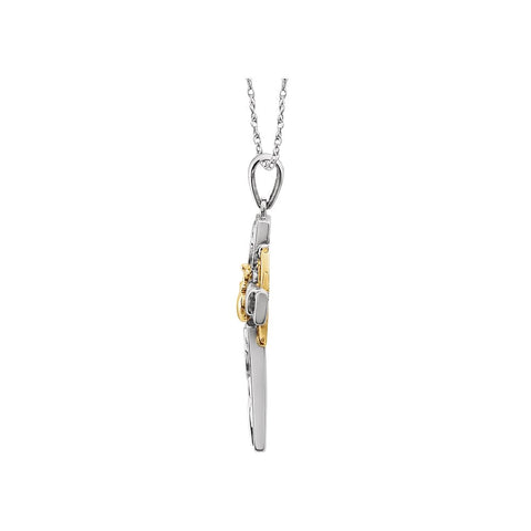 14K White & Yellow Gold Claddagh Cross