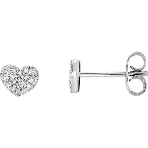 14k White Gold 1/6 CTW Diamond Heart Earrings