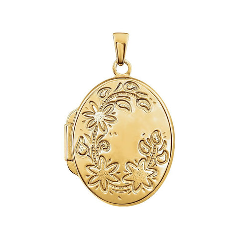 Yellow Gold Plated Sterling Silver Oval Locket
