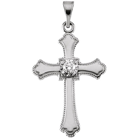 14k White Gold 21x15mm Diamond Cross Pendant