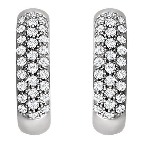 14k White Gold 1/2 CTW Diamond Hoop Earrings