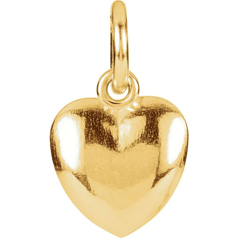14k Yellow Gold 15.5x8.9mm Puffed Heart Charm with Jump Ring