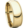14k Yellow Gold 7mm Milgrain Comfort Fit Band, Size 8.5