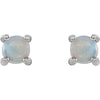 14k White Gold 4mm Round Opal Cabochon Earrings